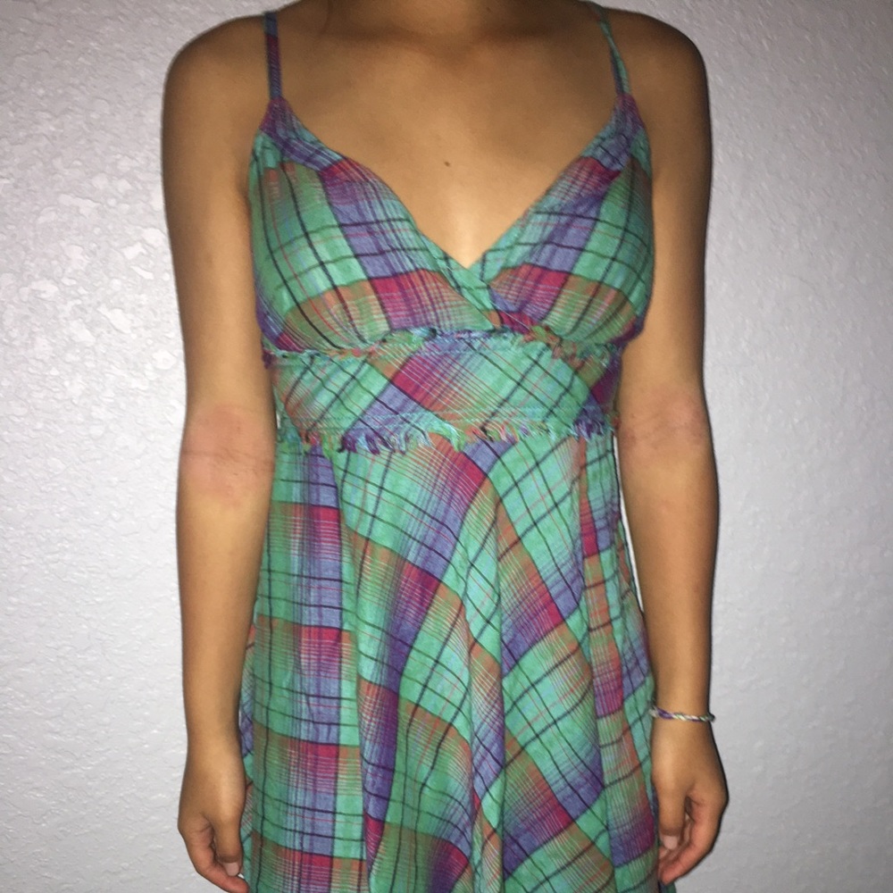 NEW FREE PEOPLE V-CUT PLAID DRESS